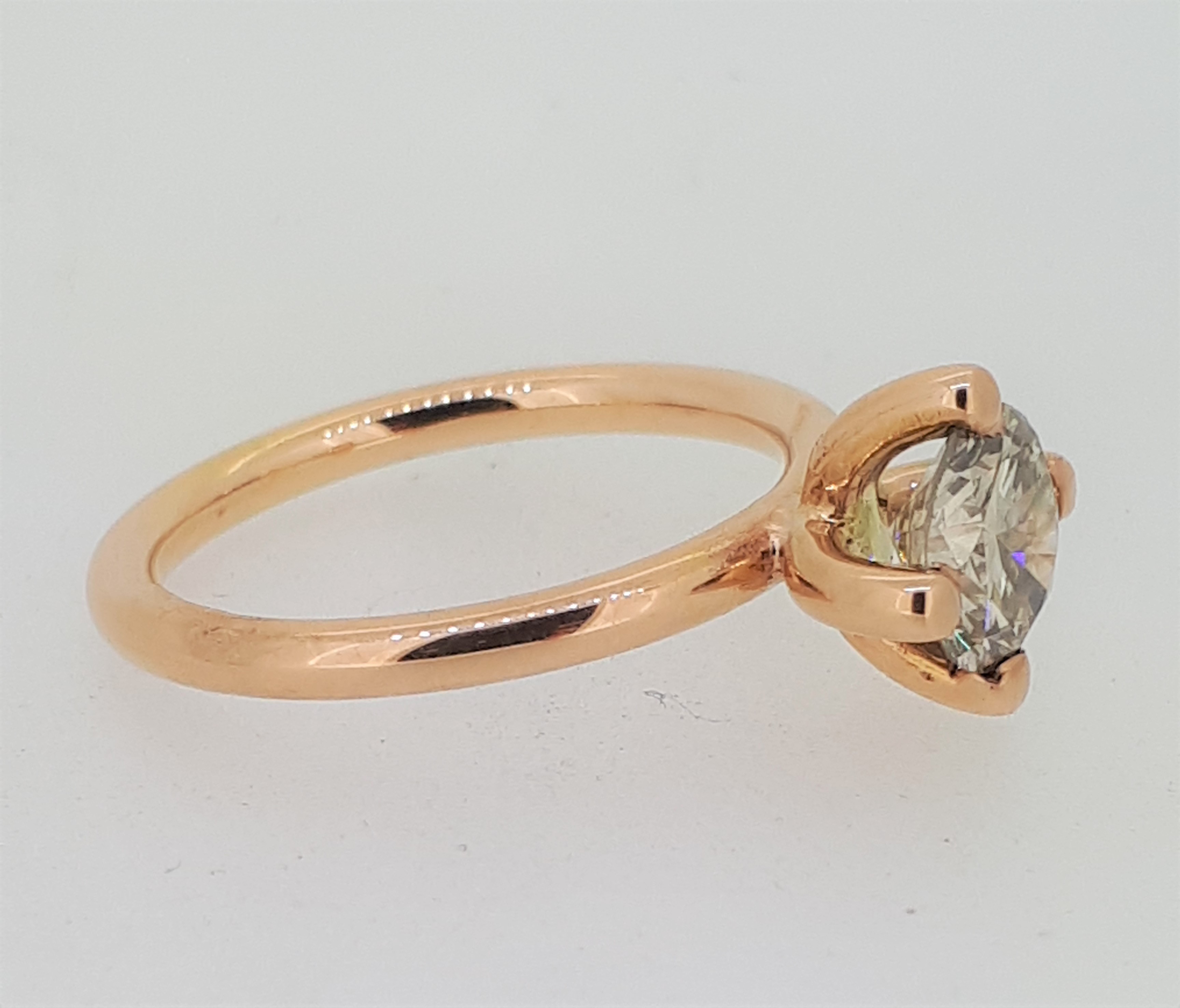 Handmade 18ct (750) Rose Gold +1ct Cognac Diamond Four Claw Solitaire Ring - Image 5 of 7