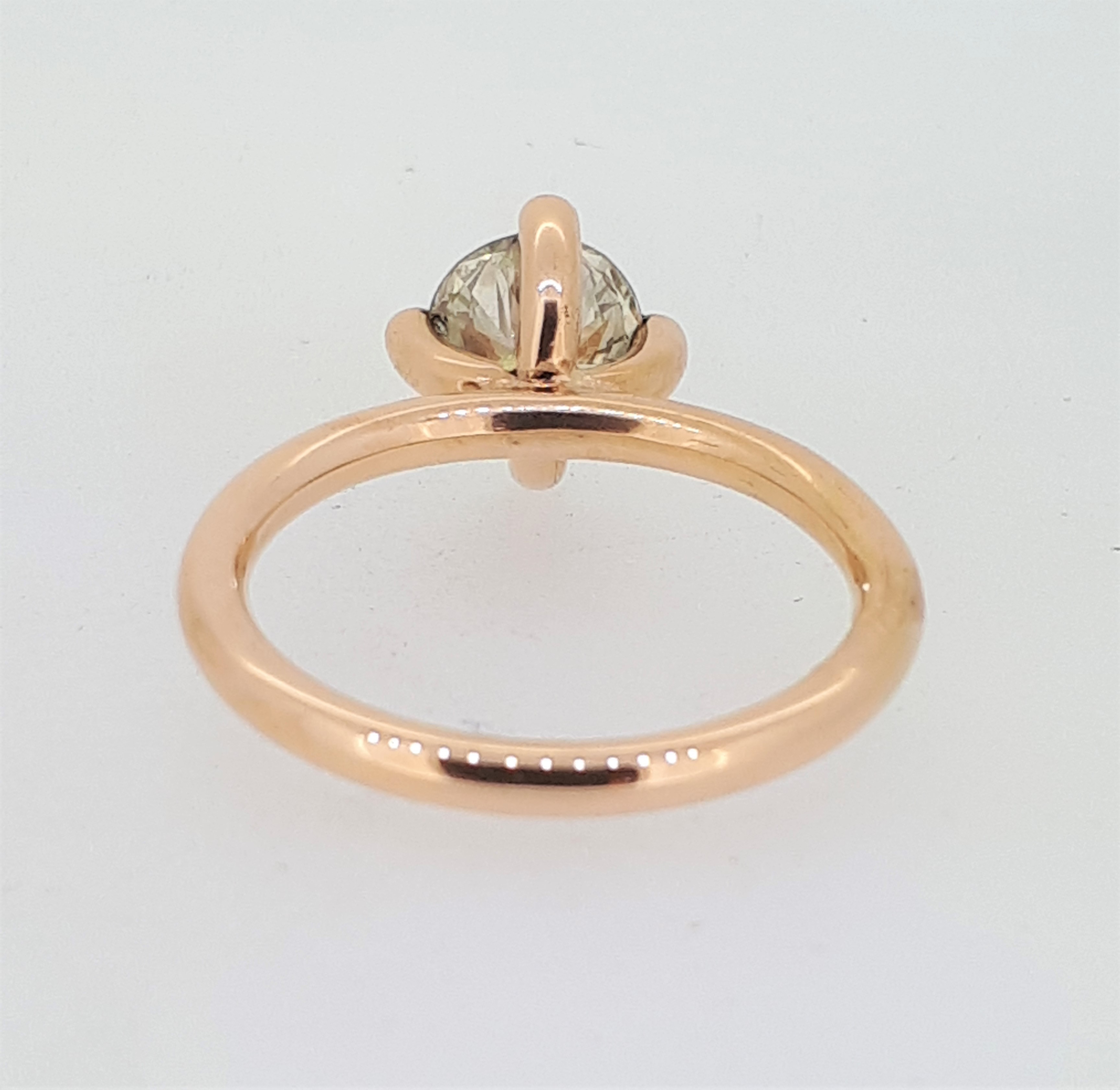Handmade 18ct (750) Rose Gold +1ct Cognac Diamond Four Claw Solitaire Ring - Image 6 of 7
