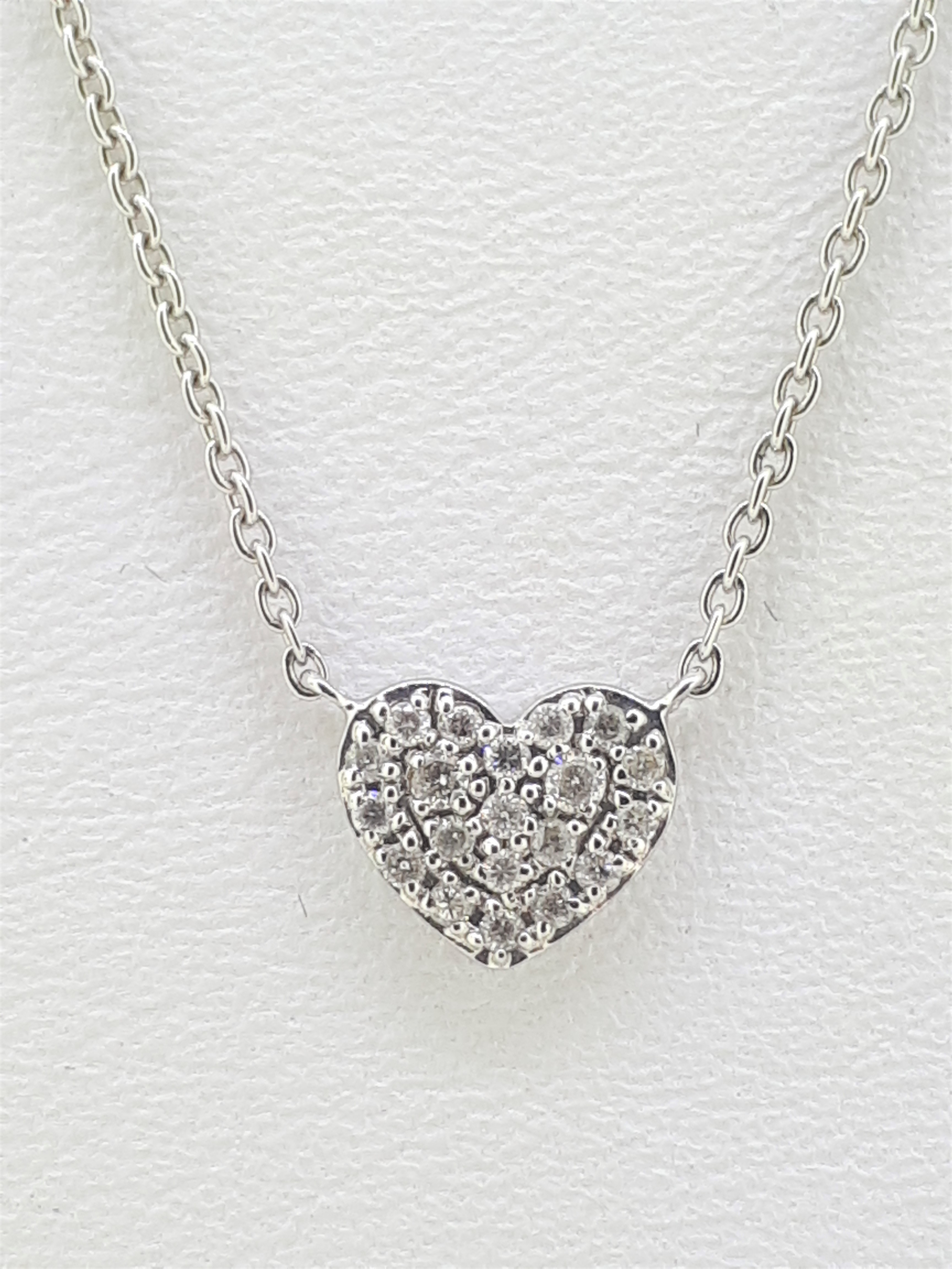 9ct White Gold 0.07ct Diamond Heart Pendant Necklace