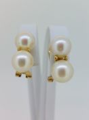 14ct (585) Yellow Gold Pearl Clip On Earrings