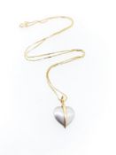 9ct (375) Yellow & White Gold Heart Pendant on 16" Yellow Gold Chain