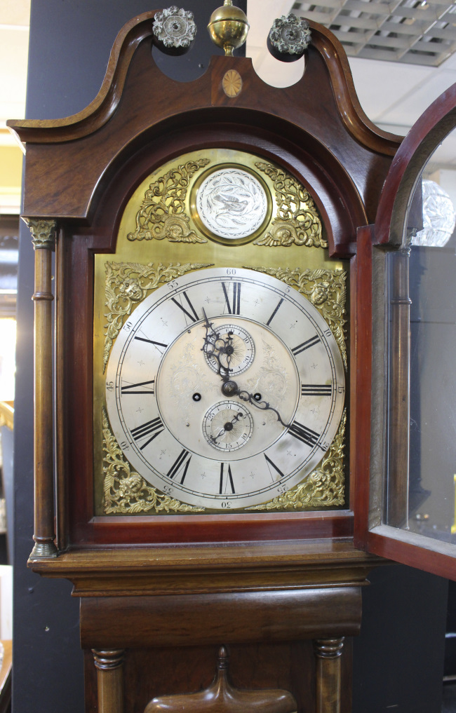 Early 19th c. English Mahogany Brass Arched Dial Longcase Clock - Image 4 of 16