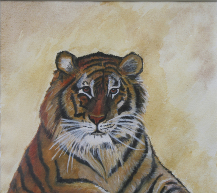 Original Tiger Painting Set in Gilt Frame - Image 3 of 6