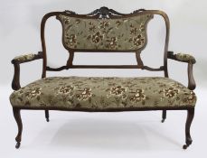 Late Victorian Walnut Framed Upholstered Two Seater Sofa