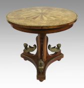 French Inlaid Empire Style Centre Table with Ormolu Mounts