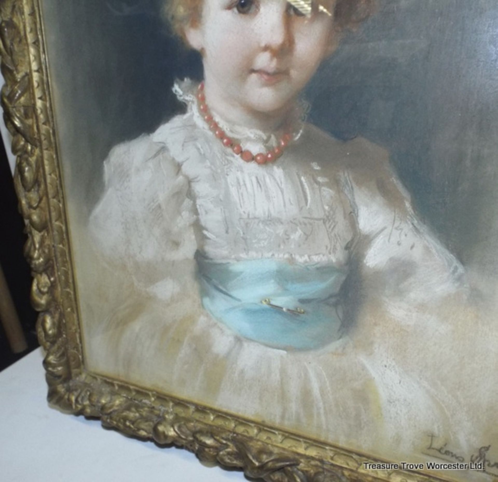 Leon Spinick Portrait of a Child Pastel 1897 - Image 8 of 11
