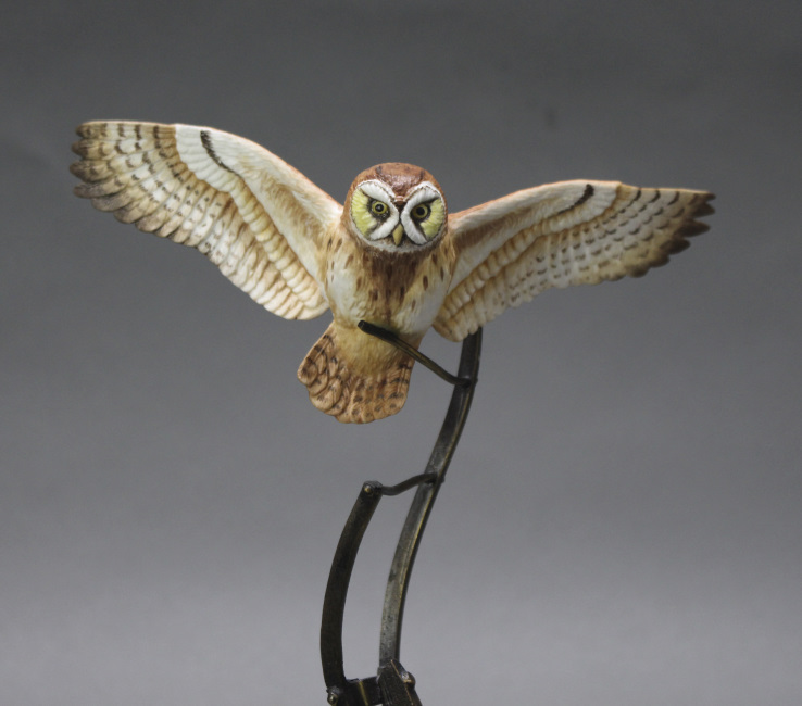 David Fryer Studios Porcelain & Bronze Owl - Image 4 of 6
