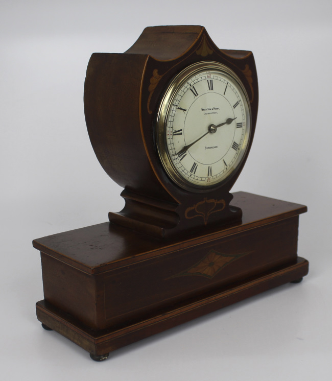 Elegant Inlaid Mahogany Mantle Clock by Wray, Son & Perry c.1900 - Image 2 of 10