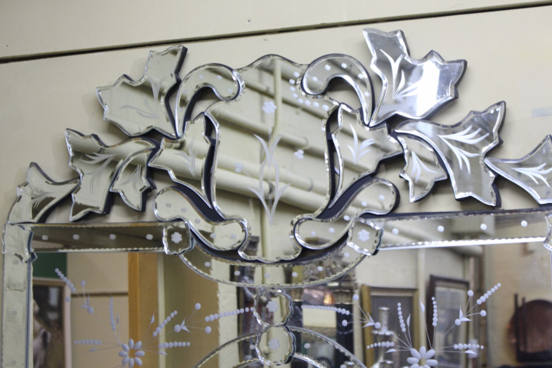 Ornate Venetian Full Length Etched Glass Mirror - Image 3 of 5