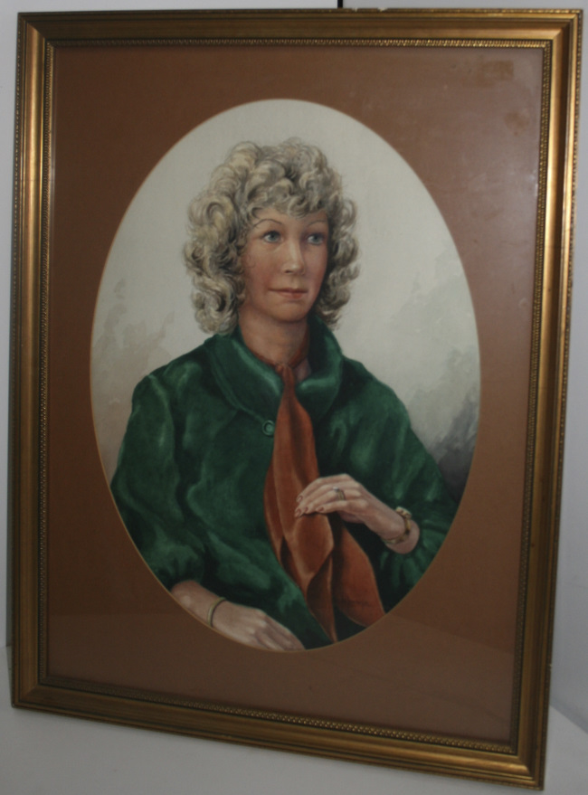 Oval Watercolour Portrait by C.R.Poole (English, 20th c.)