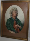 Oval Watercolour Portrait by C.R.Poole (English, 20th c.)