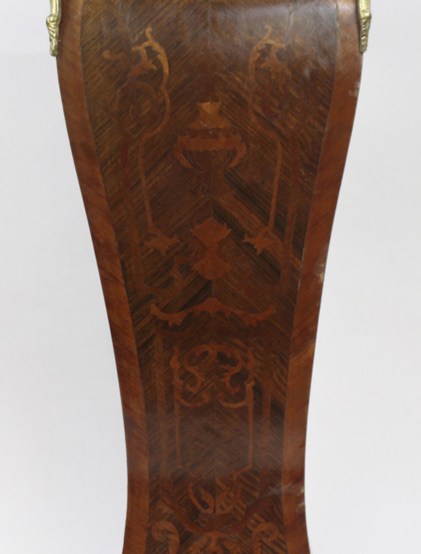 French Marble Topped Bombé Inlaid Kingwood Pedestal - Image 7 of 8