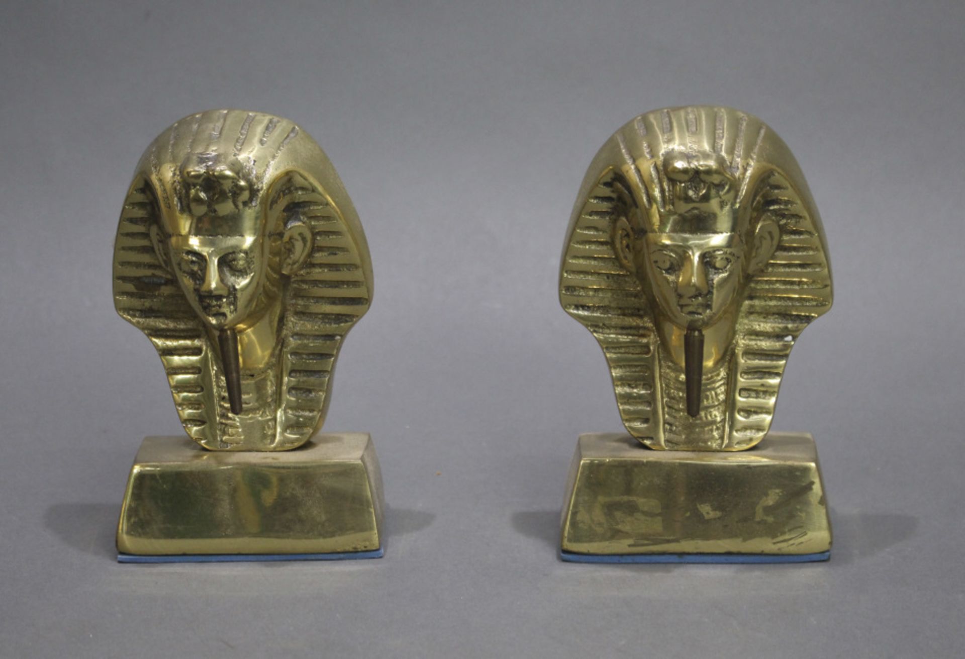 Pair of Brass Egyptian Pharoah Busts