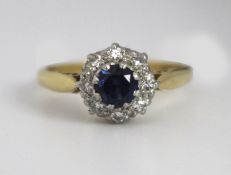 Cropp & Farr Sapphire & Diamond Cluster Ring