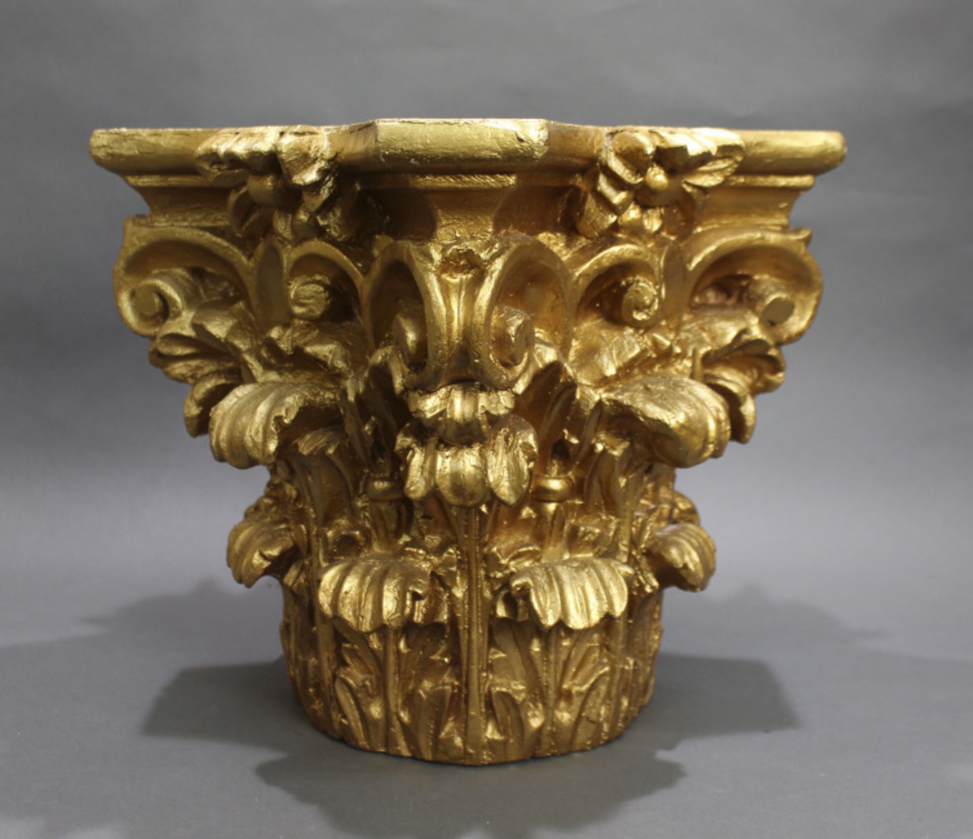 Gilt Corinthian Capital Pedestal Base - Image 2 of 3