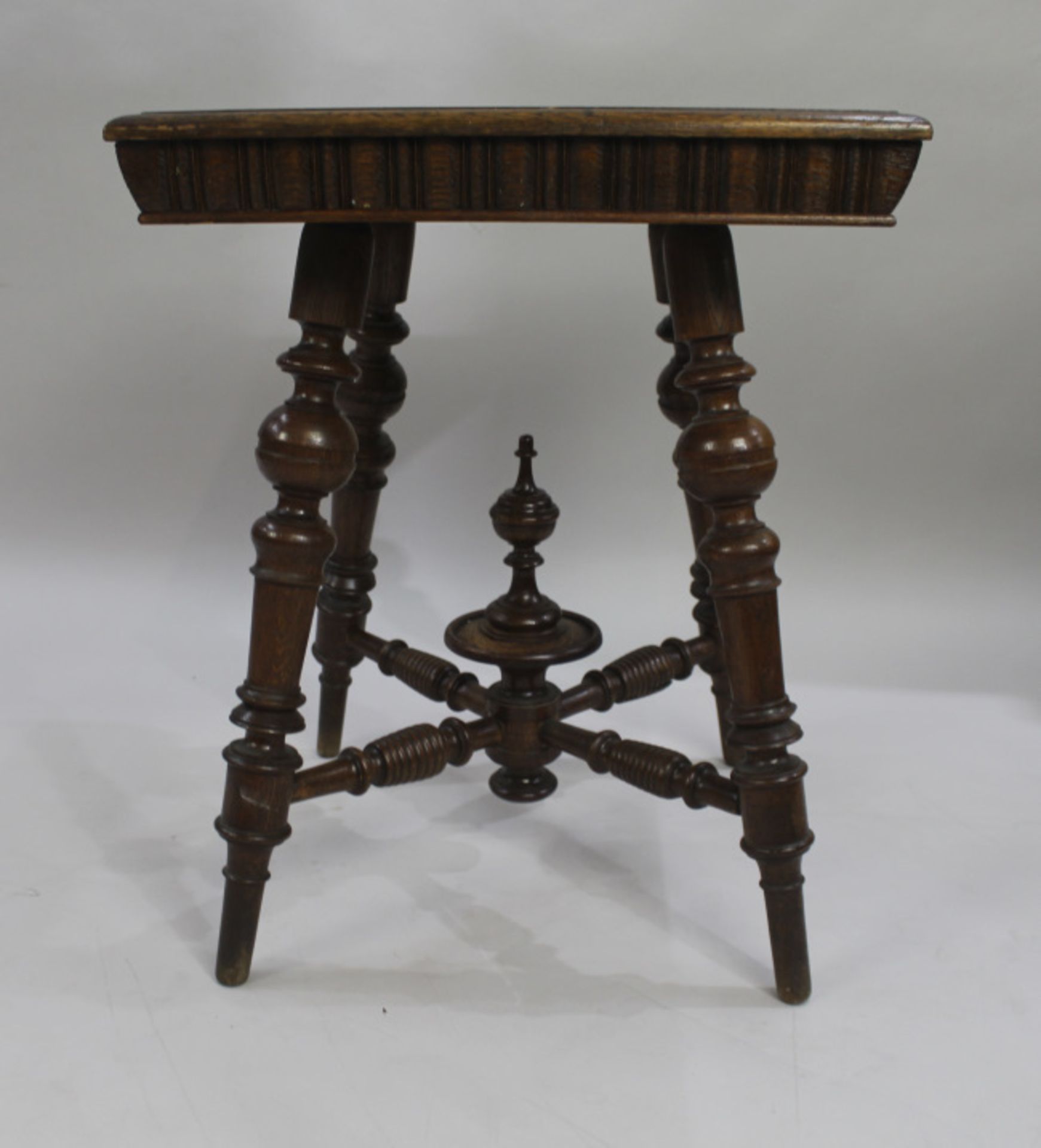 Arts & Crafts Square Marble Topped Oak Table - Image 3 of 5