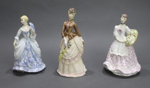 Set of 3 Royal Worcester Figurines Invitation Sunday Morning Spring Fair