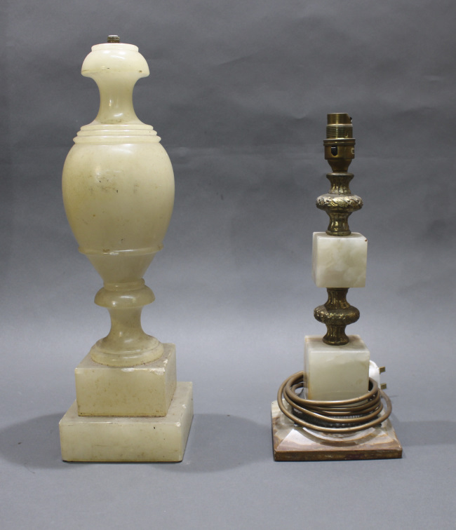 Pair of Onyx & Alabaster Table Lamps