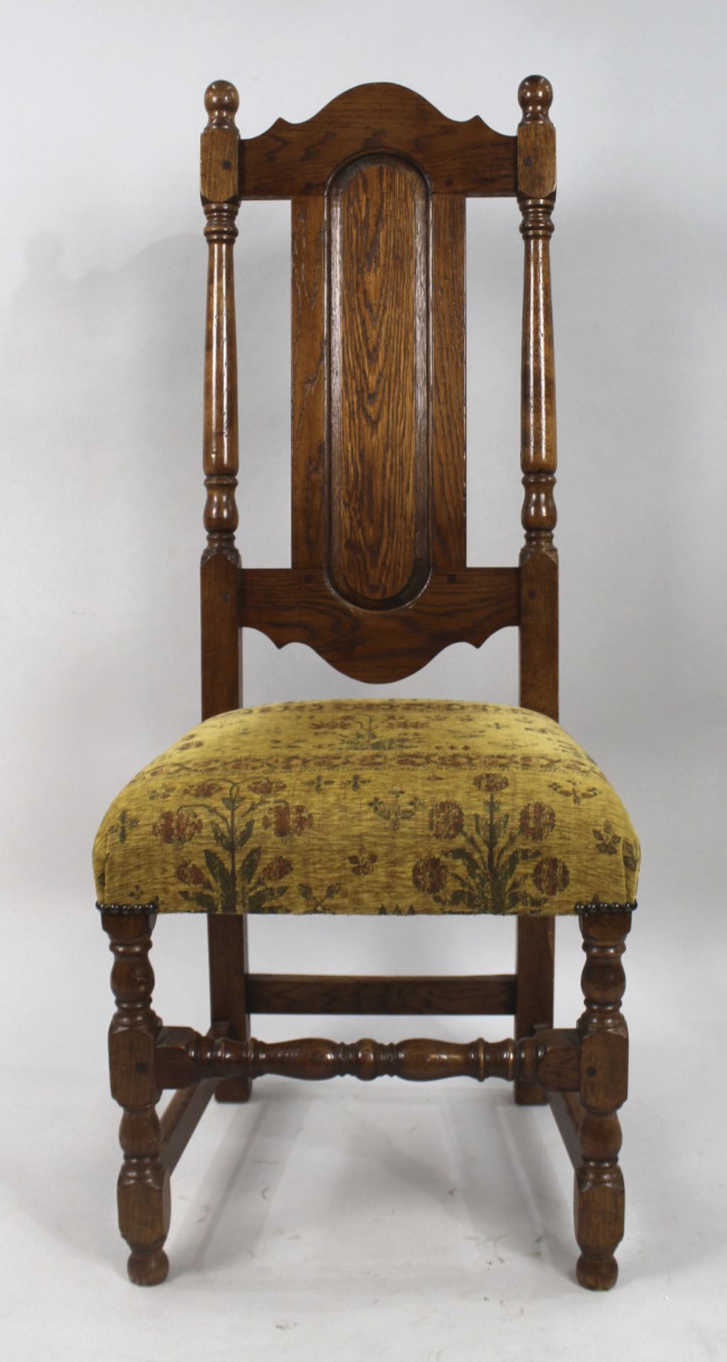 Set of 8 Heavy English Oak Dining Chairs c.1930 - Image 9 of 12