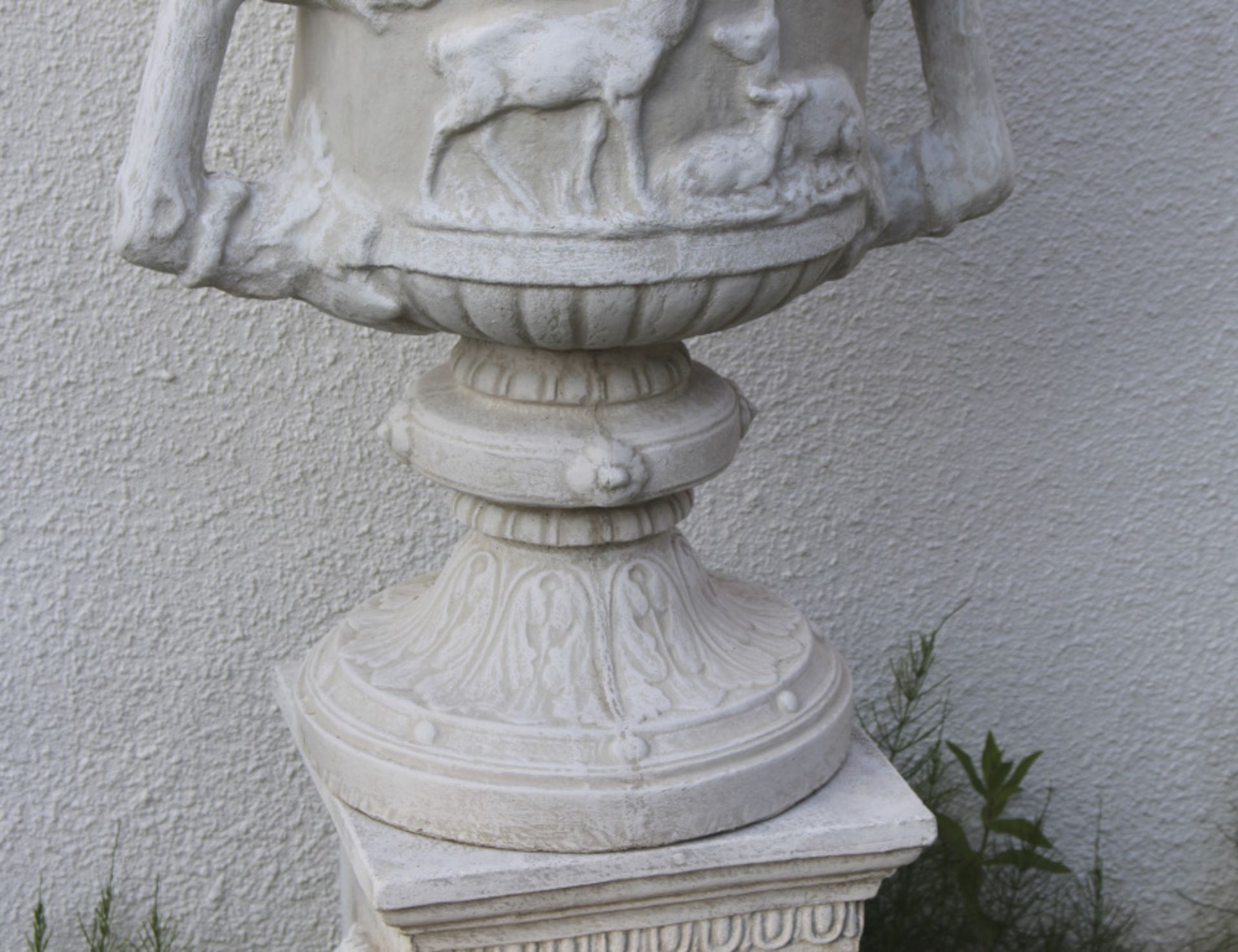 Pair of Heavy Composite Stone Classical Style Garden Urns - Image 4 of 7