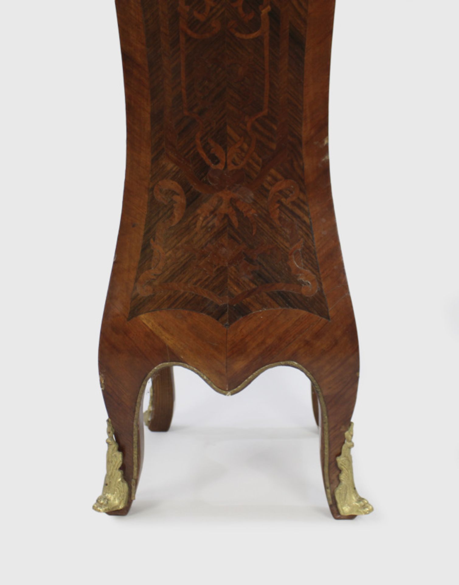 French Marble Topped Bombé Inlaid Kingwood Pedestal - Image 8 of 8