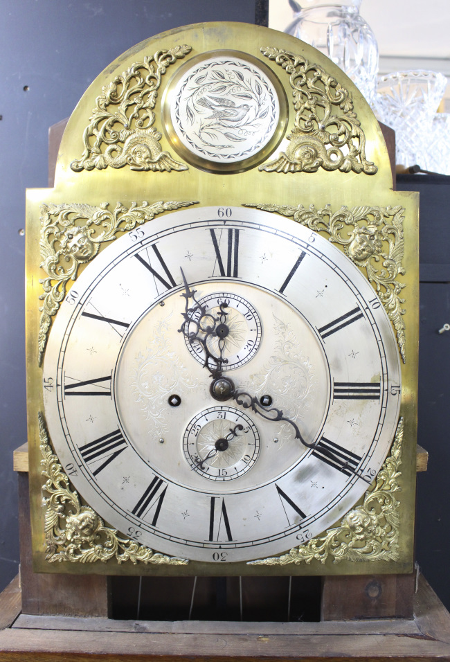 Early 19th c. English Mahogany Brass Arched Dial Longcase Clock - Image 10 of 16