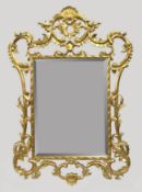 Ornately Hand Carved Giltwood Bevelled Glass Mirror