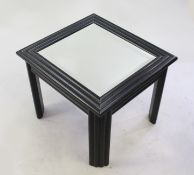 Mirror Topped Ebonized Side Table