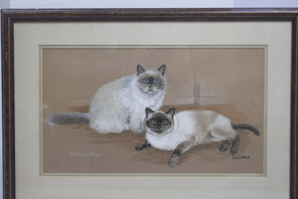 Original Artwork Siamese Cats Framed - Image 2 of 3