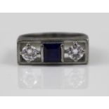 Sapphire & Diamond Three Stone White Gold Ring