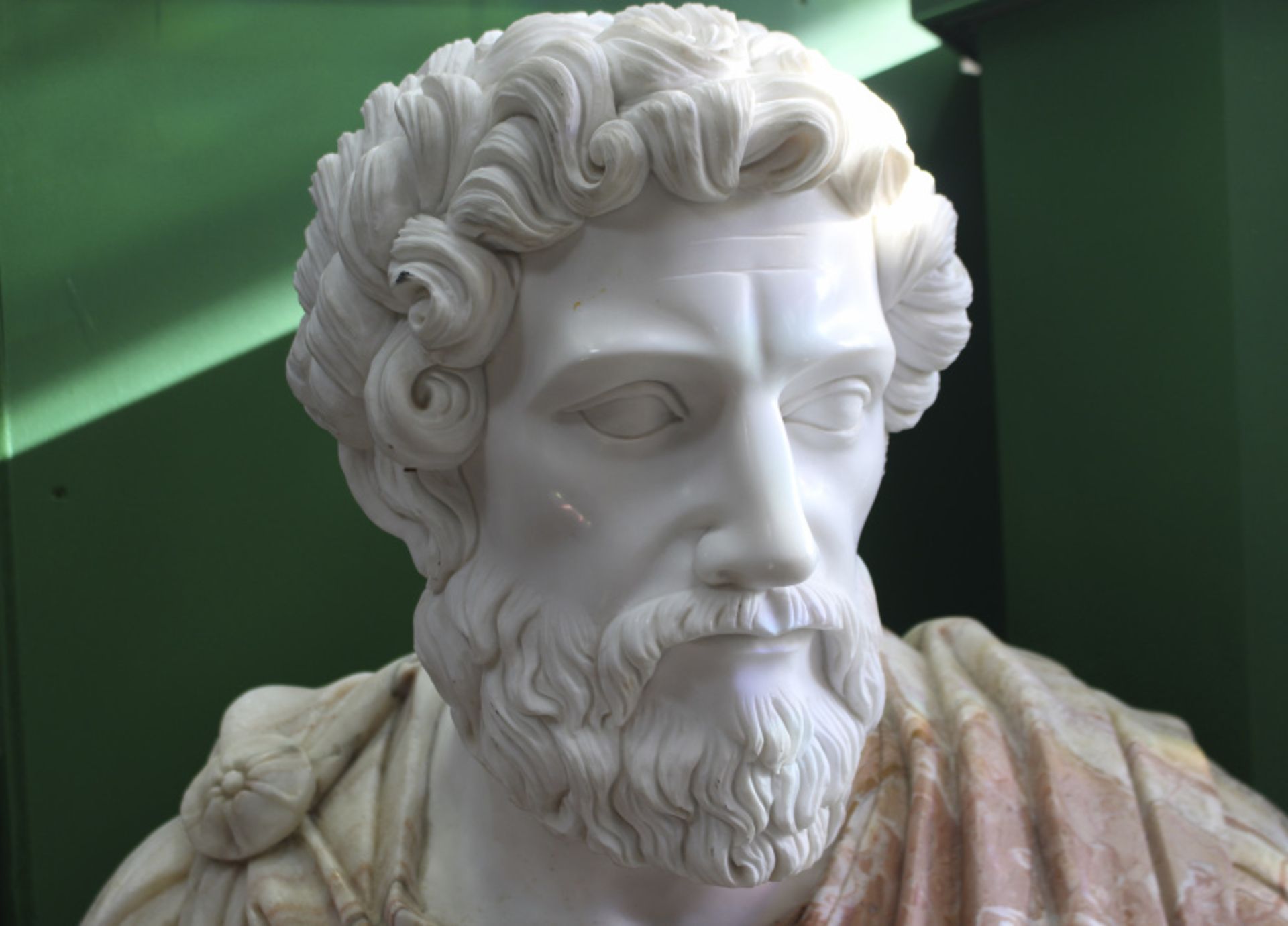 Carved White & Rouge Marble Bust of Marcus Aurelius - Image 5 of 5