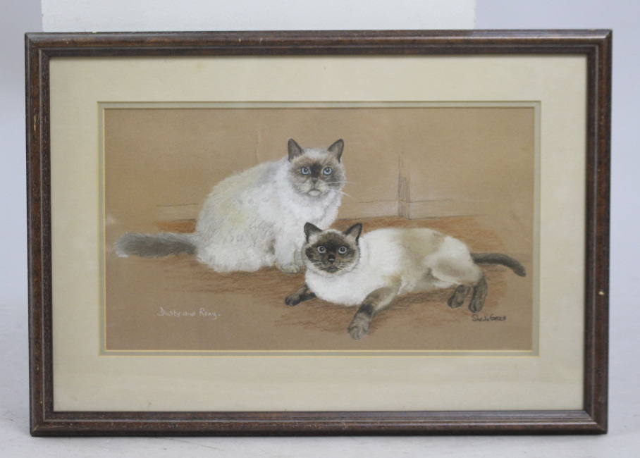 Original Artwork Siamese Cats Framed