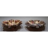 Pair of Fenton 20th c. Carnival Glass Ruffled Bowls