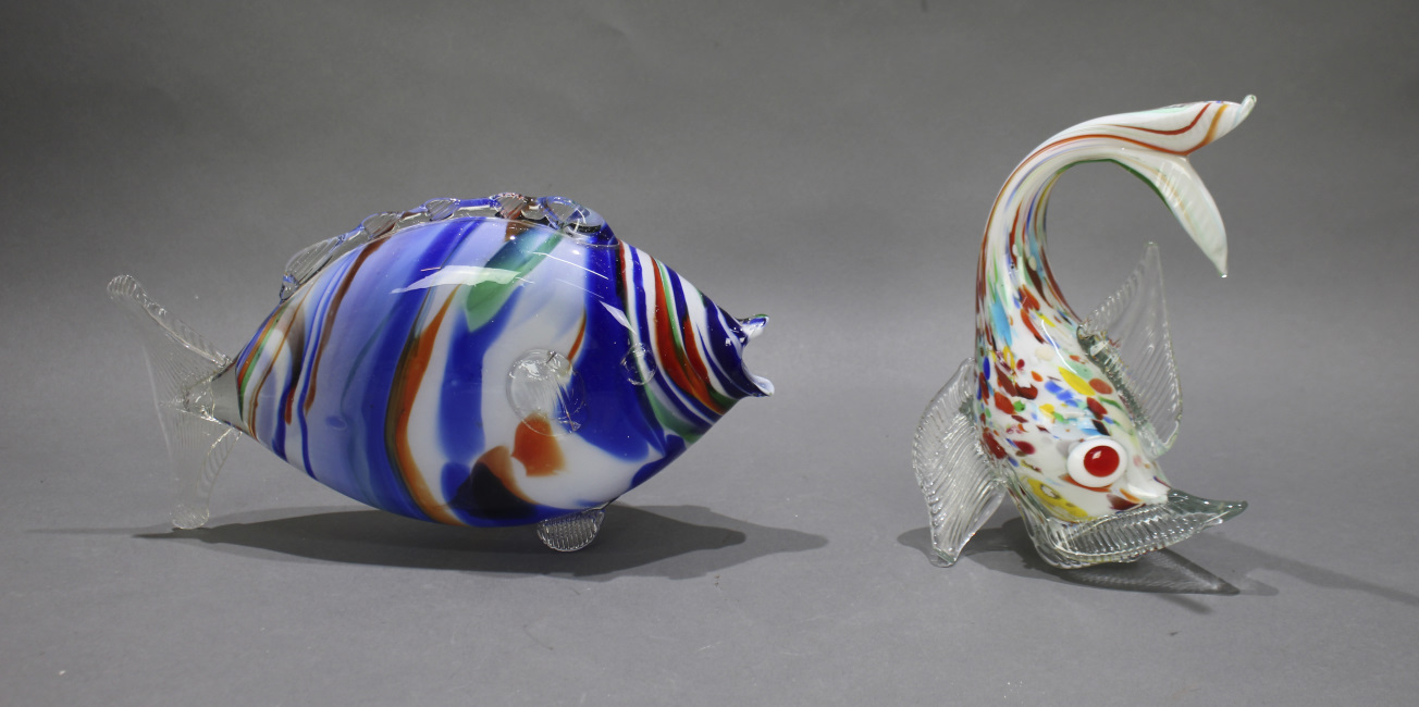 Pair of Art Glass Fish Sculptures