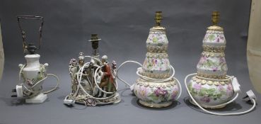 Set of 4 Italian & Turkish Porcelain Table Lamps