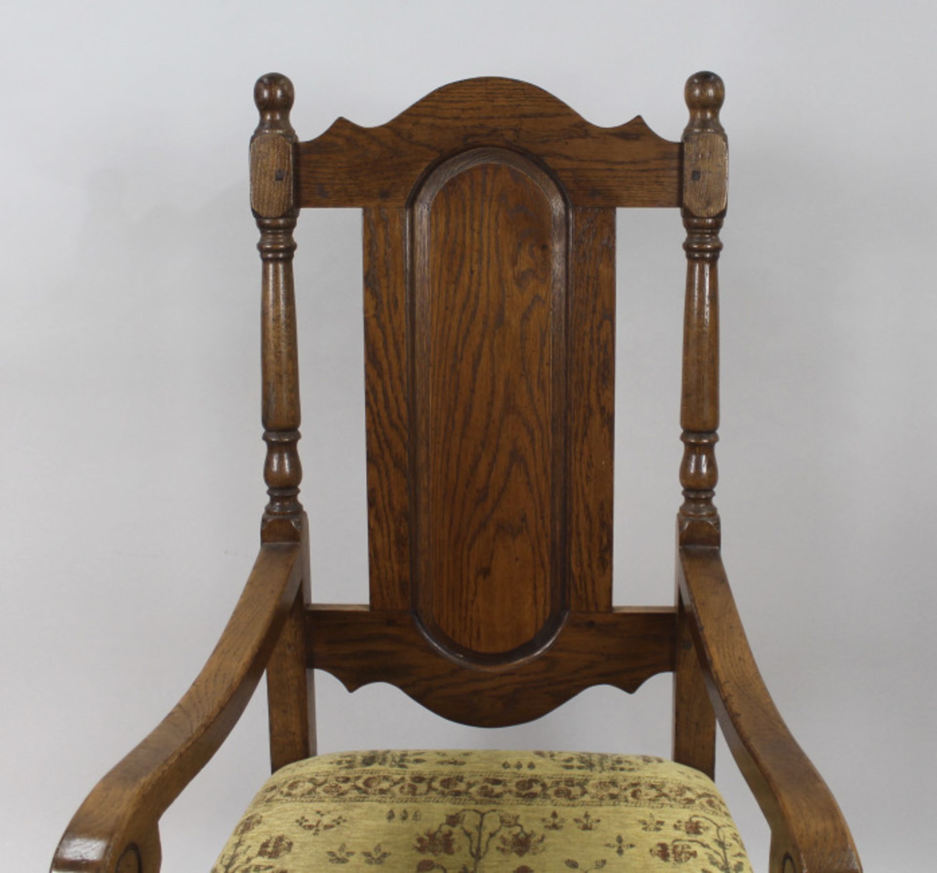 Set of 8 Heavy English Oak Dining Chairs c.1930 - Image 5 of 12