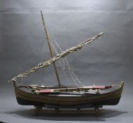 Vintage 20th c. Wooden Model Boat on Stand