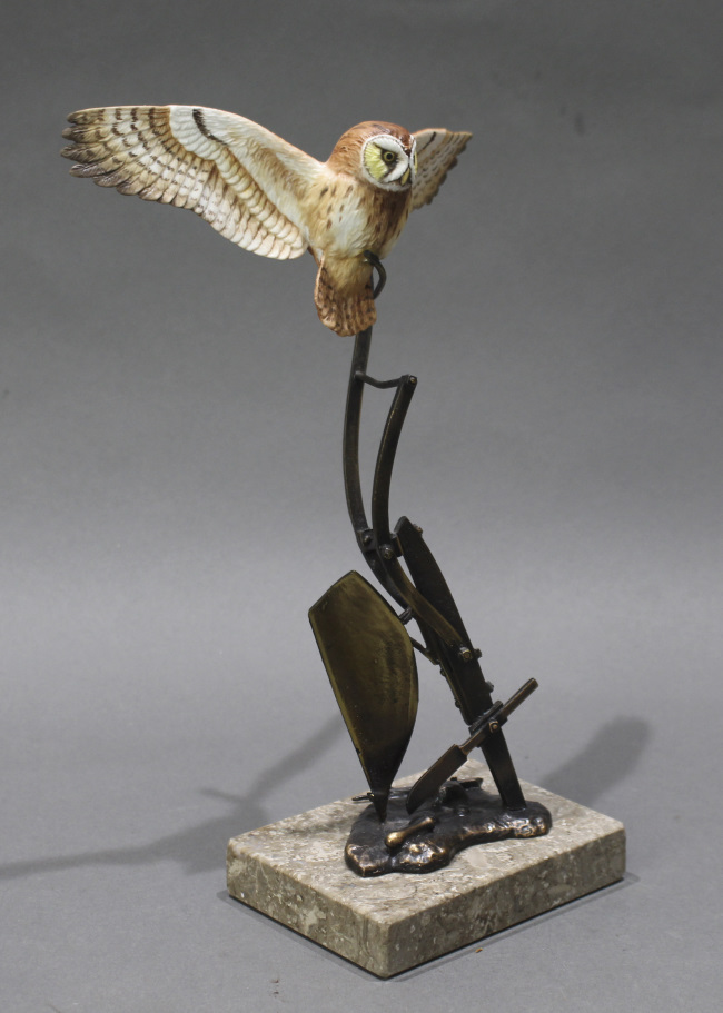 David Fryer Studios Porcelain & Bronze Owl