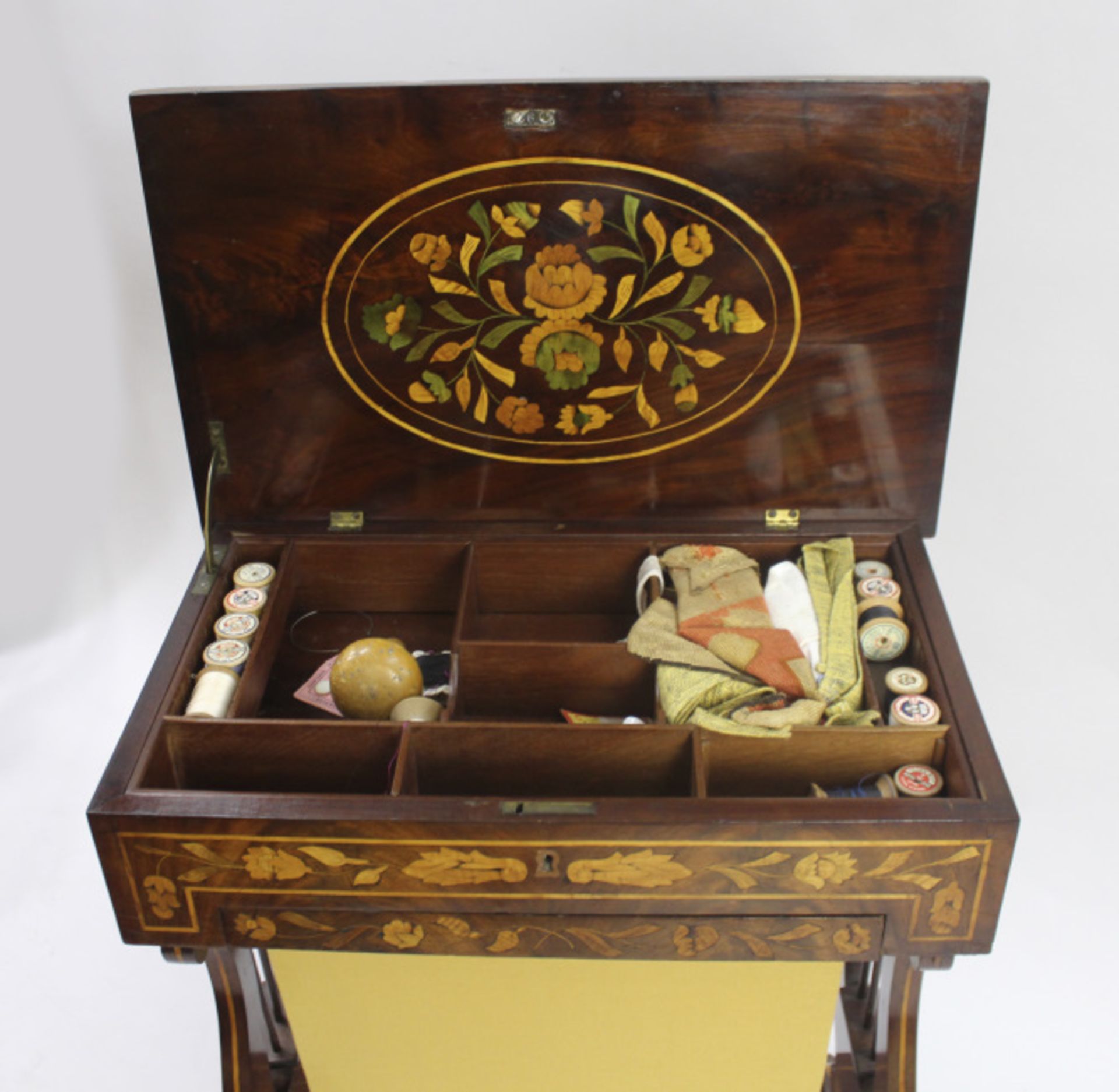 Early 19th c. Marquetry Sewing Table - Image 9 of 10