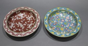 Pair of Chinese Cloisonne Enamelled Bronze Dished Plates