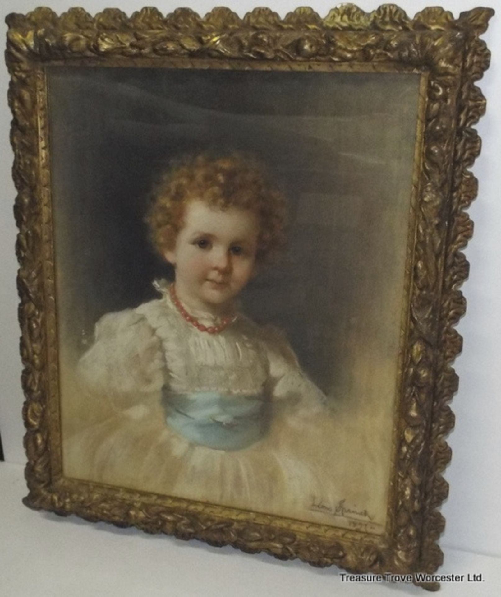 Leon Spinick Portrait of a Child Pastel 1897 - Image 2 of 11