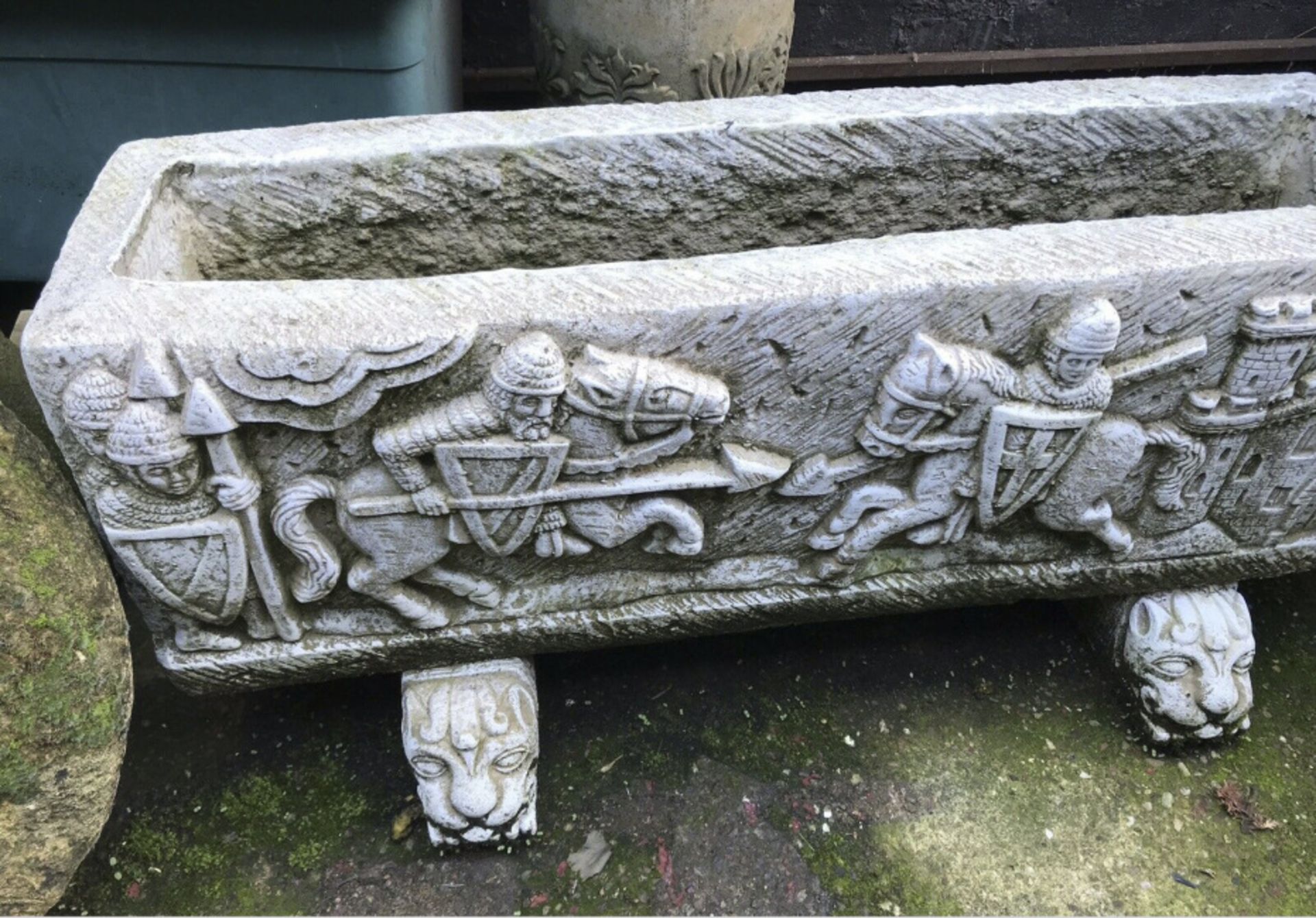 Heavy Arthurian Style Stone Trough Planter On Feet - Image 5 of 6