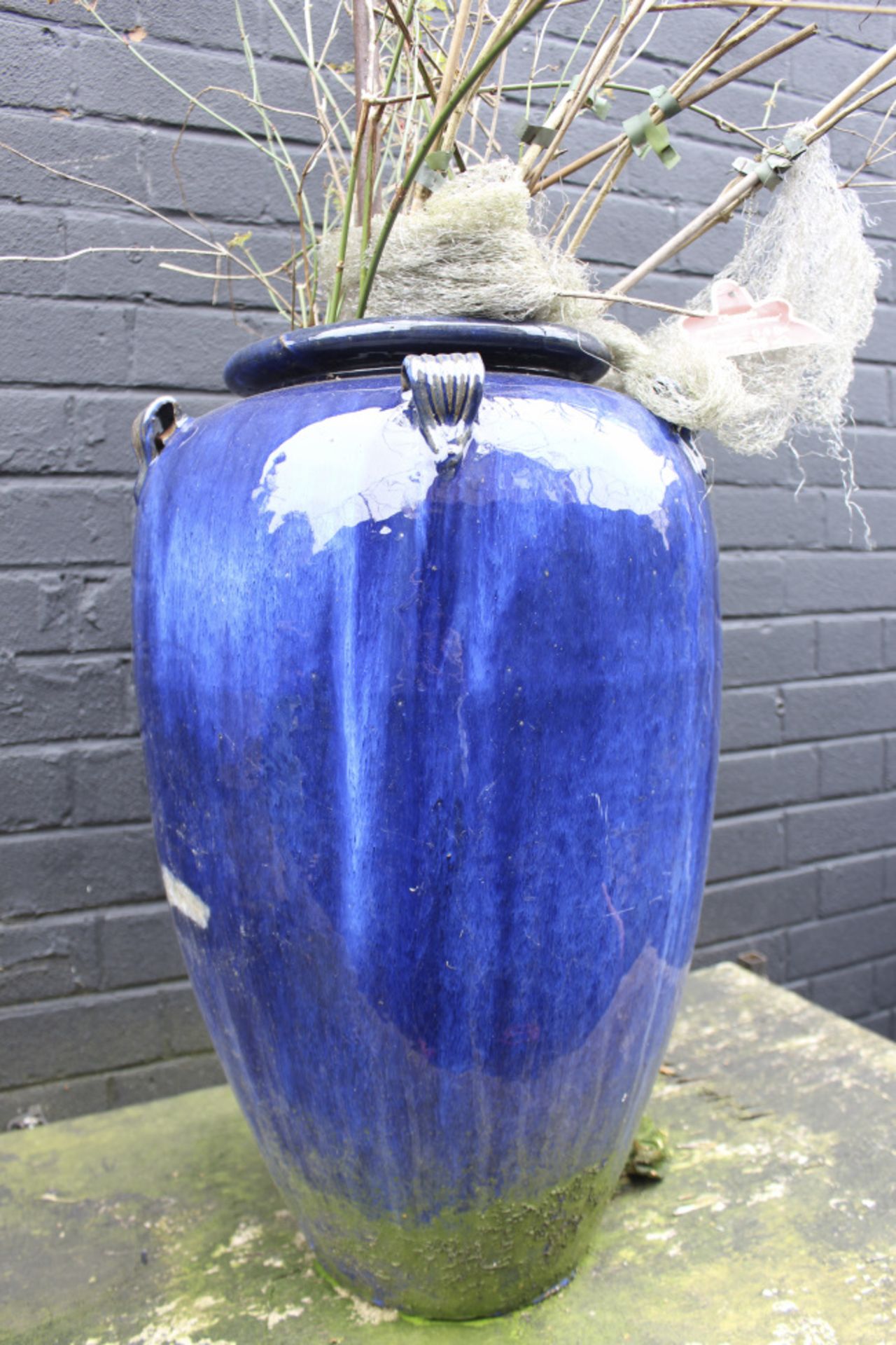 Blue Glazed Planter Urn