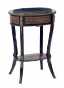 Fine Late 19th c. French Amboyna and Ebonised Oval Jardinière Stand