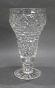 Mid 20th c. Large English Cut Glass Footed Vase