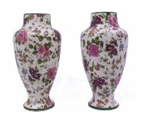 Pair of Floral Staffordshire Vases c.1900