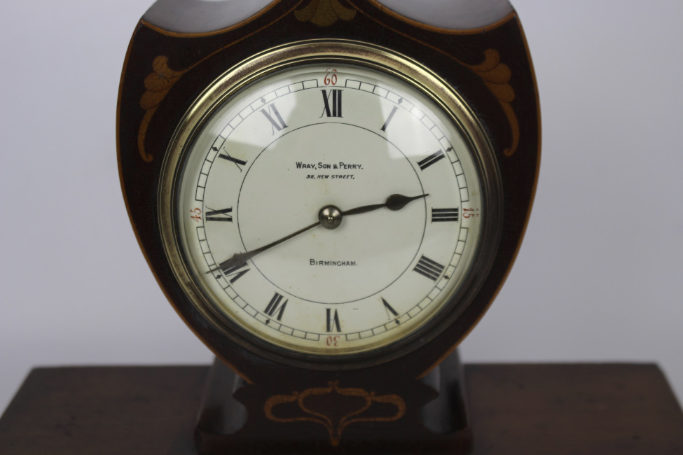 Elegant Inlaid Mahogany Mantle Clock by Wray, Son & Perry c.1900 - Image 6 of 10