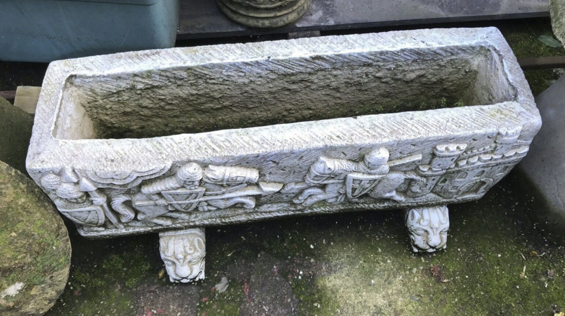 Heavy Arthurian Style Stone Trough Planter On Feet - Image 2 of 6