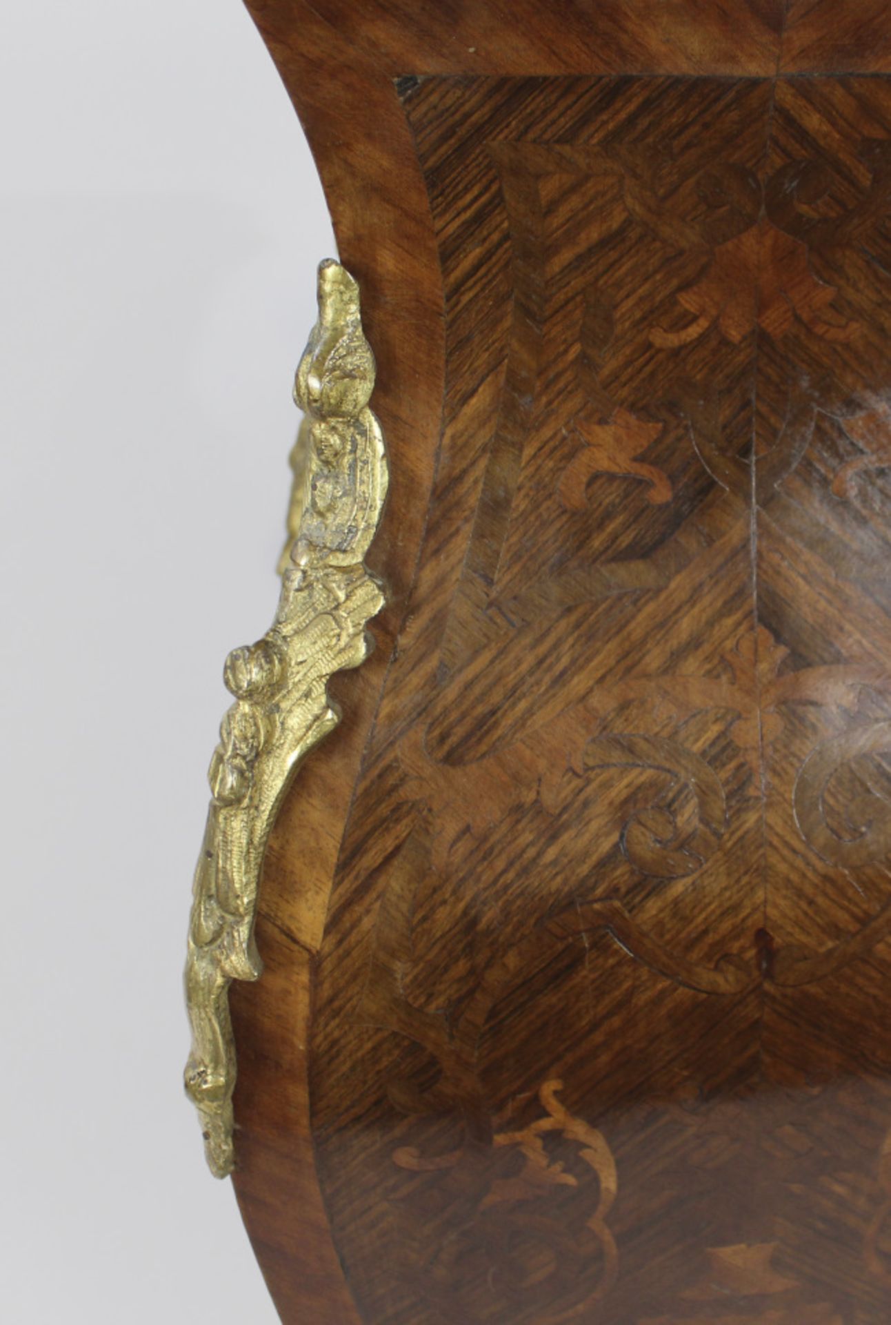 French Marble Topped Bombé Inlaid Kingwood Pedestal - Image 6 of 8