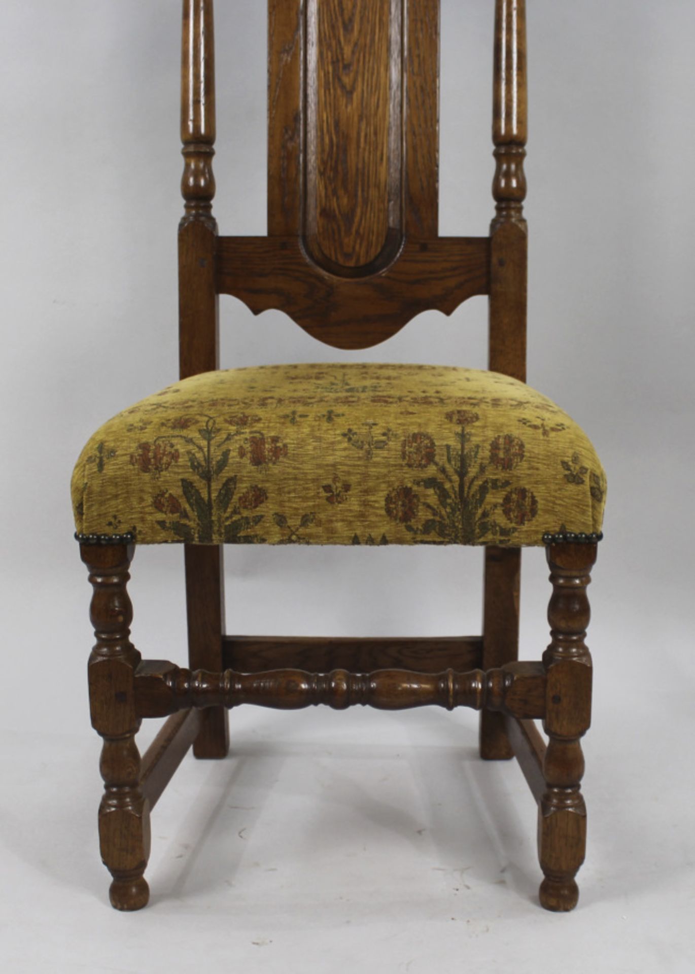 Set of 8 Heavy English Oak Dining Chairs c.1930 - Image 12 of 12